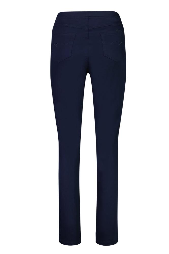 Vassalli Slim Leg Full Length Lightweight Pull On Pants Navy From BoxHill