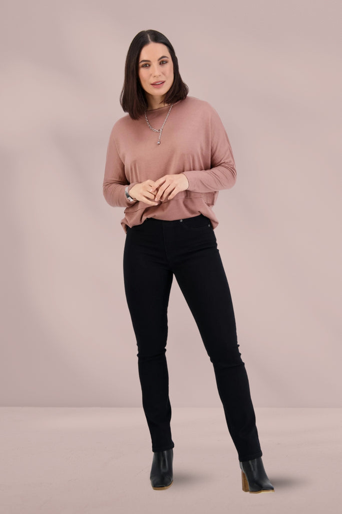 Vassalli Slim Leg Pull On Denim Black From BoxHill