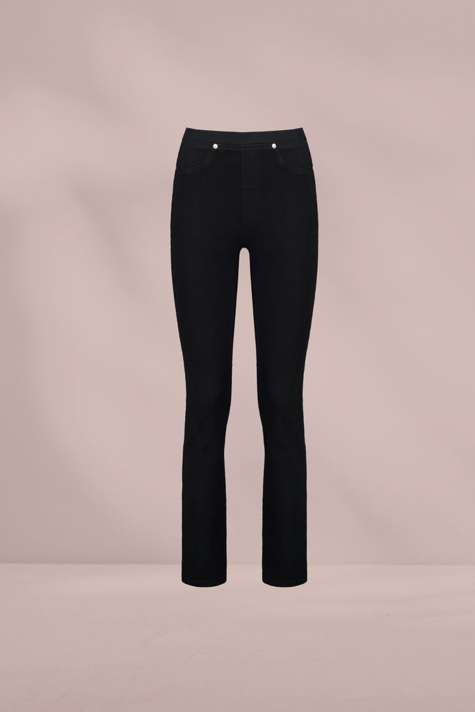 Vassalli Slim Leg Pull On Denim Black From BoxHill
