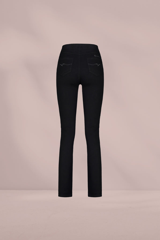 Vassalli Slim Leg Pull On Denim Black From BoxHill