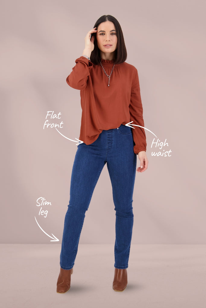 Vassalli Slim leg Pull On Denim Blue From BoxHill