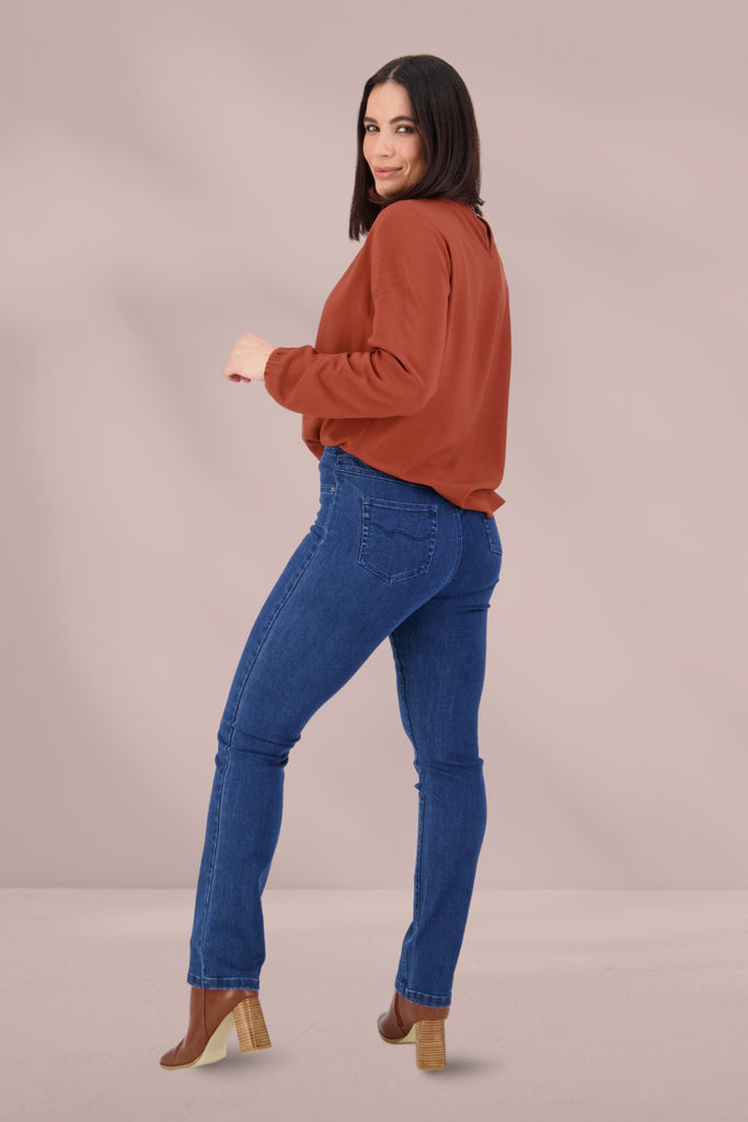 Vassalli Slim leg Pull On Denim Blue From BoxHill