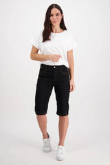 Vassalli Straight Contrast Stitch Denim Shorts Black From BoxHill