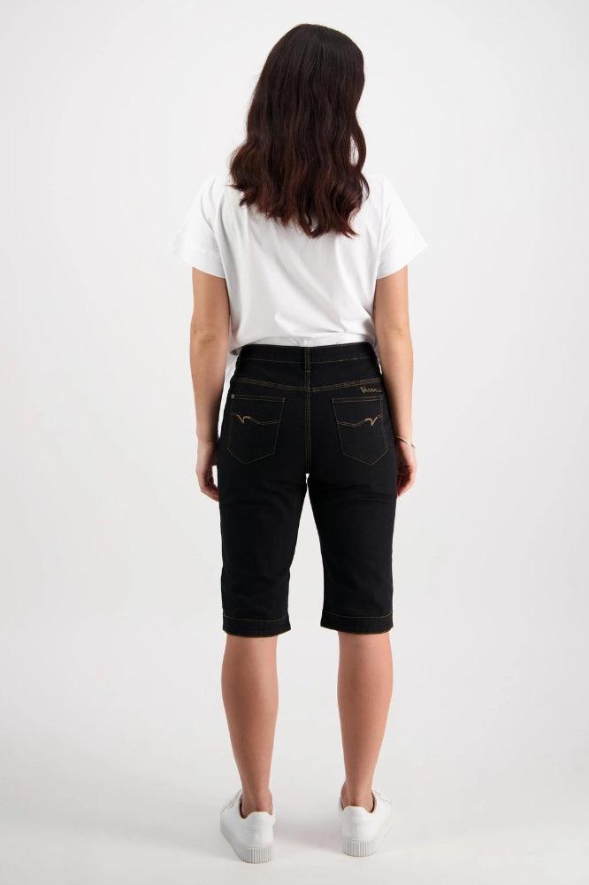 Vassalli Straight Contrast Stitch Denim Shorts Black From BoxHill