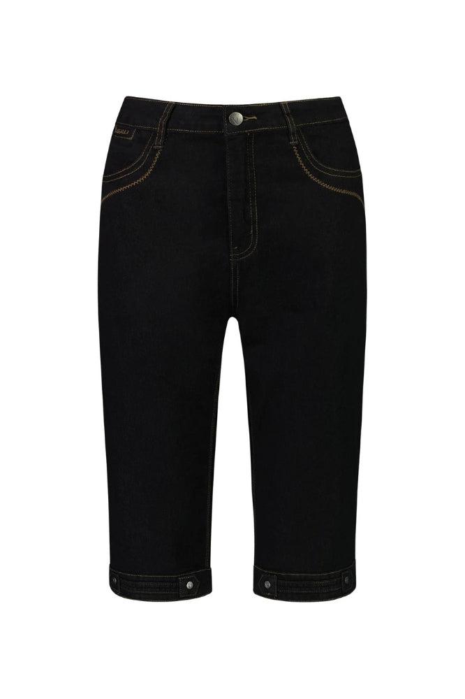 Vassalli Straight Contrast Stitch Denim Shorts Black From BoxHill