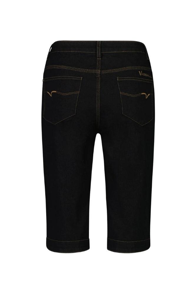 Vassalli Straight Contrast Stitch Denim Shorts Black From BoxHill