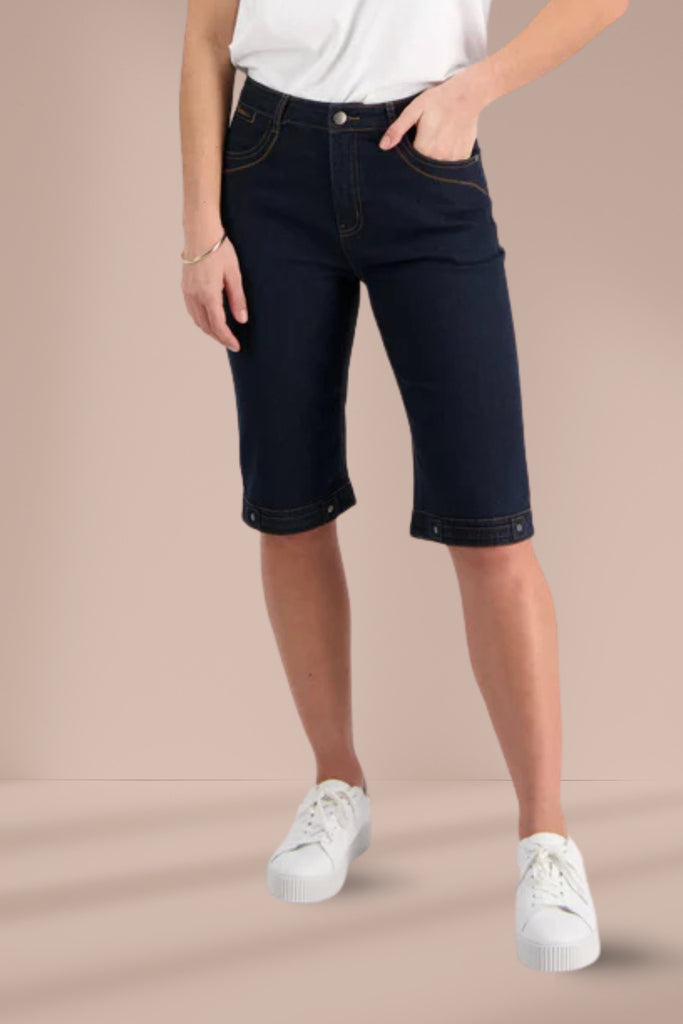 Vassalli Straight Contrast Stitch Denim Shorts Indigo From BoxHill