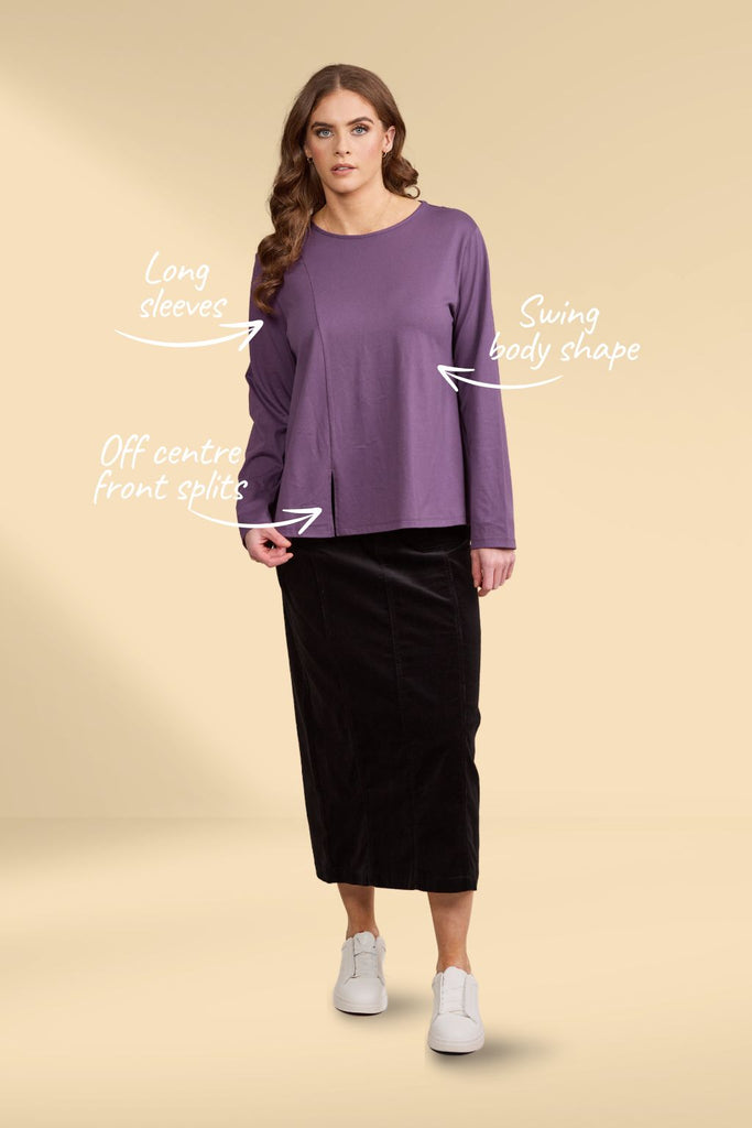 Vassalli Swing Top With Off Centre Split Detail Grape From BoxHill