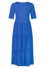 Vassalli V Neck Short Sleeve Tiered Dress Cobalt From BoxHill