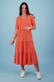 Vassalli V Neck Short Sleeve Tiered Dress Persimmon From BoxHill