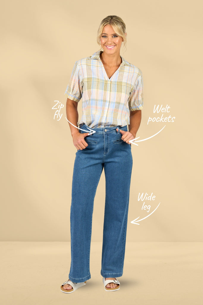 Vassalli Wide Leg Jeans Blue Hue From BoxHill