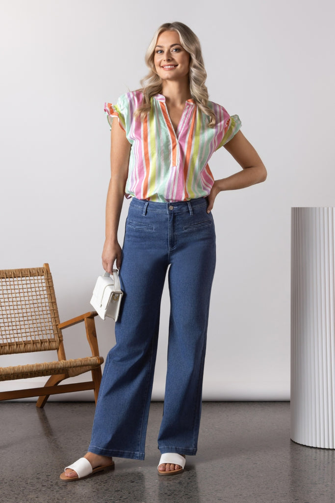 Vassalli Wide Leg Jeans Blue Hue From BoxHill