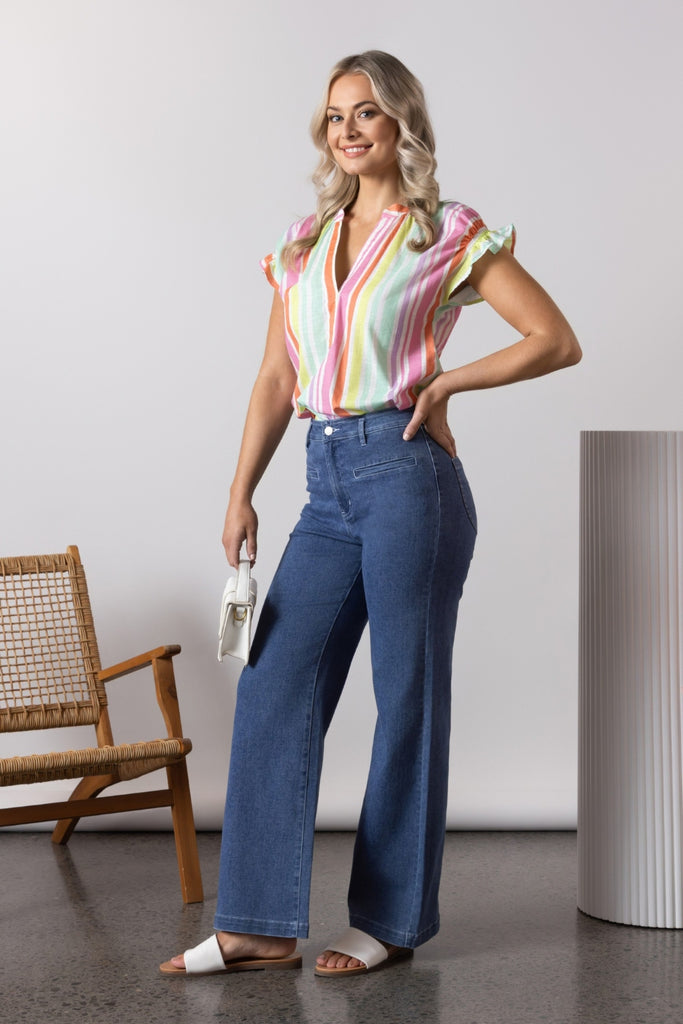 Vassalli Wide Leg Jeans Blue Hue From BoxHill