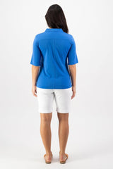 Vassalli Zip Polo with Elbow Length Sleeve Cobalt From BoxHill