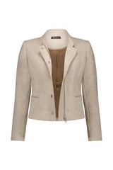 Vassalli Zip Up Military Style Lined Jacket with Button Detail Dune From BoxHill