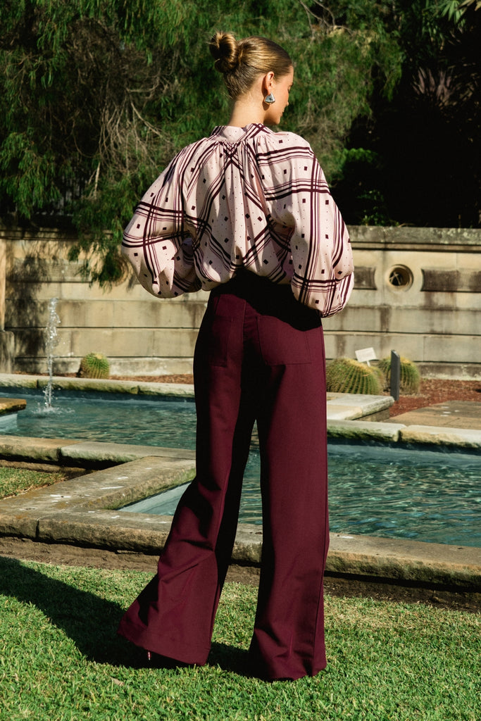 Label of Love Wide Leg Pants Wine From BoxHill
