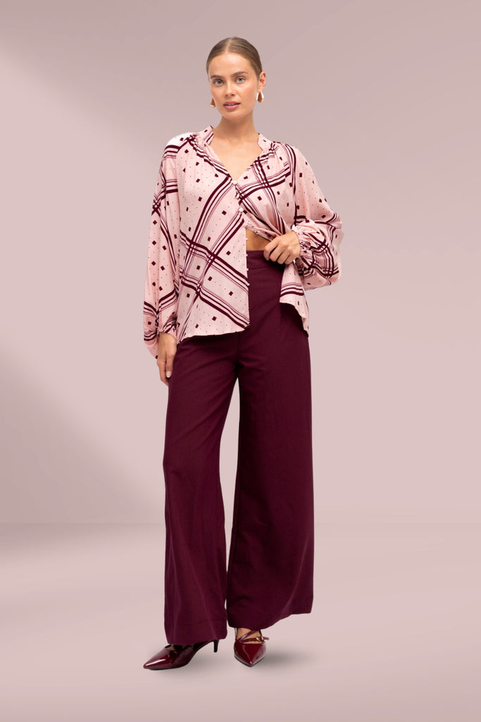 Label of Love Wide Leg Pants Wine From BoxHill