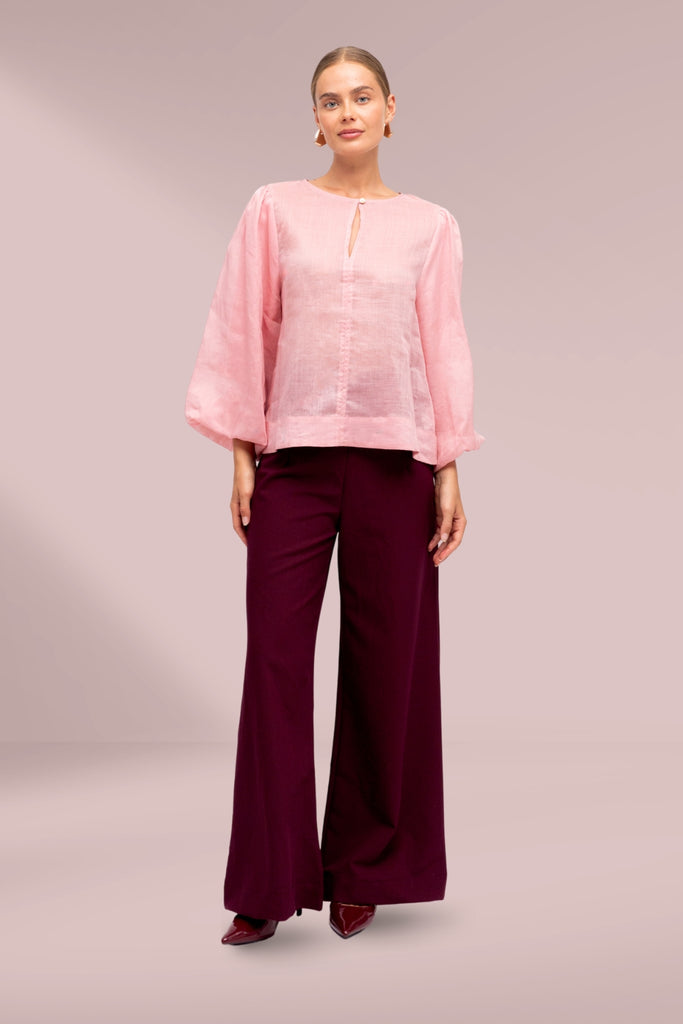 Label of Love Wide Leg Pants Wine From BoxHill