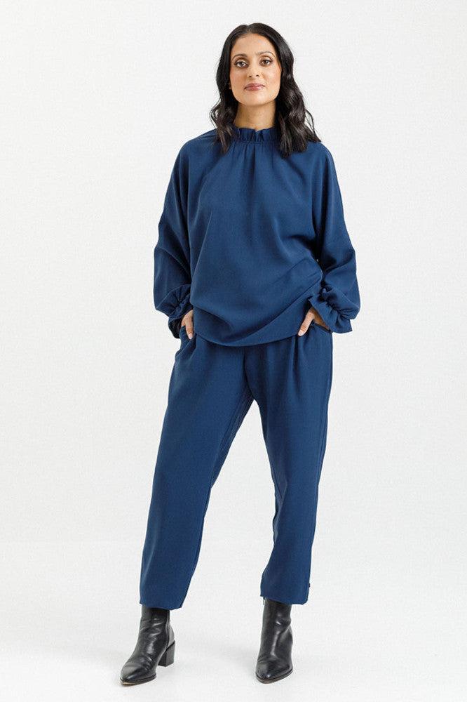 X Label Flynn Top Indigo Blue From BoxHill