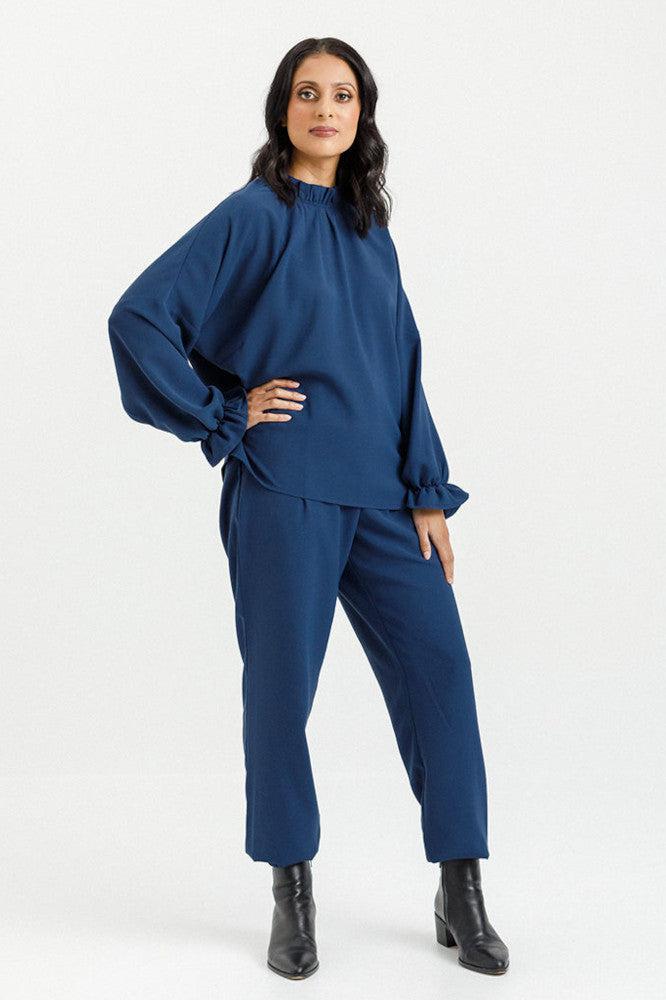 X Label Flynn Top Indigo Blue From BoxHill