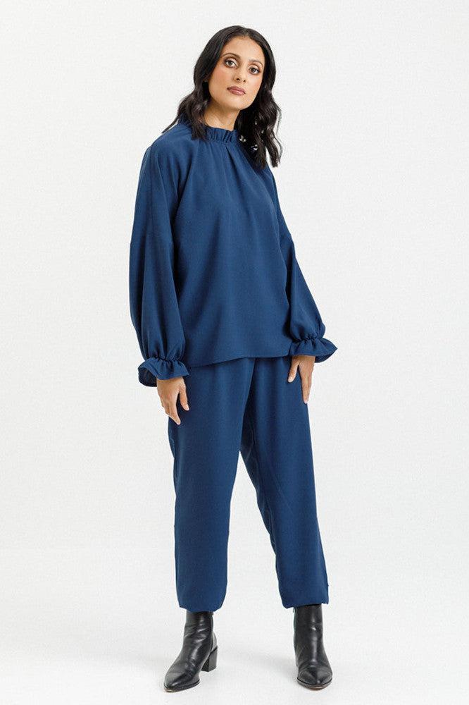 X Label Flynn Top Indigo Blue From BoxHill