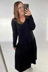 3rd Story Tiered Maxi Long Sleeve Dress Black From BoxHill
