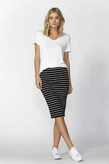 Betty Basics Alicia Midi Skirt Black White Stripes From BoxHill