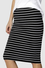 Betty Basics Alicia Midi Skirt Black White Stripes From BoxHill