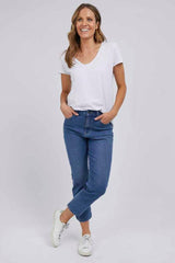 Elm Ada Straight Leg Jeans Mid Blue Denim From BoxHill