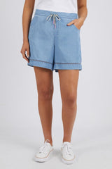 Elm Astrid Chambray Shorts Blue From BoxHill