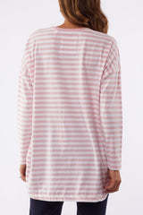 Elm Society Stripe LS Tee Pink From BoxHill