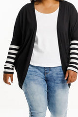 Home-Lee Batwing Cardi Black with Black X Print From BoxHill