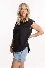 Home-Lee Daisy Tee Black From BoxHill