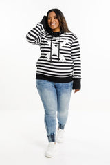 Home-Lee Hooded Sweatshirt Black White Stripes White X From BoxHill