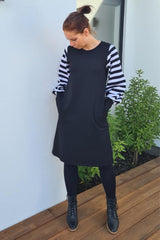 Home-Lee Laylah Dress Black White Stripe Sleeves From BoxHill