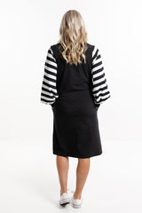 Home-Lee Laylah Dress Black White Stripe Sleeves From BoxHill