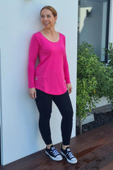 Home-Lee Long Sleeve Tee Raspberry Pink From BoxHill