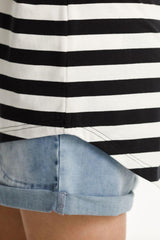 Home-Lee Long Tee Black White Stripes From BoxHill