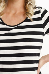 Home-Lee Long Tee Black White Stripes From BoxHill