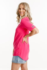 Home-Lee Long Tee Raspberry Pink From BoxHill