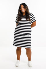 Home-Lee Taylor Tee Dress Black White Stripes From BoxHill
