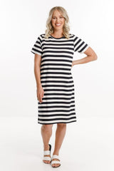 Home-Lee Taylor Tee Dress Black White Stripes From BoxHill
