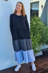 Homelee Long Sleeve Kendall Dress Black Charcoal Grey From BoxHill