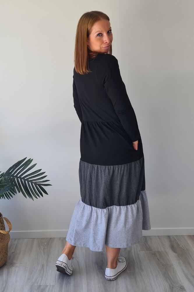Homelee Long Sleeve Kendall Dress Black Charcoal Grey From BoxHill