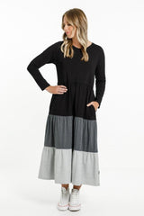 Homelee Long Sleeve Kendall Dress Black Charcoal Grey From BoxHill