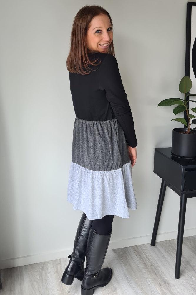 Homelee Long Sleeve Kylie Dress Black Charcoal Grey From BoxHill