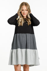 Homelee Long Sleeve Kylie Dress Black Charcoal Grey From BoxHill