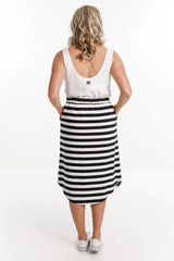Homelee Midi Skirt Black White Stripes From BoxHill