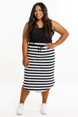 Homelee Midi Skirt Black White Stripes From BoxHill
