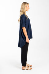 PQ Collection Hi Low Miracle Top Navy From BoxHill